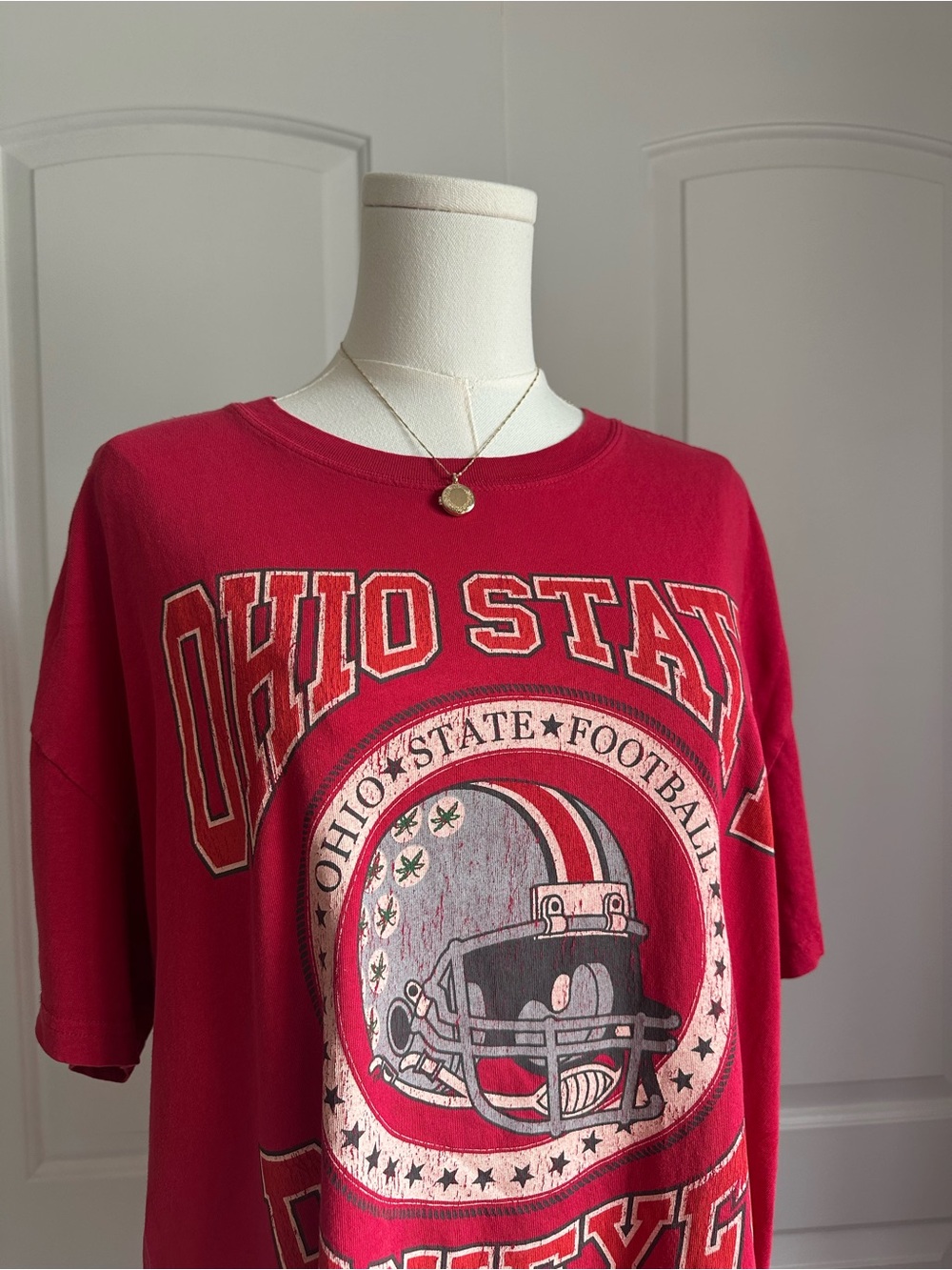 Vintage Style Ohio State Scarlet Football Graphic Tee- 100% Cotton